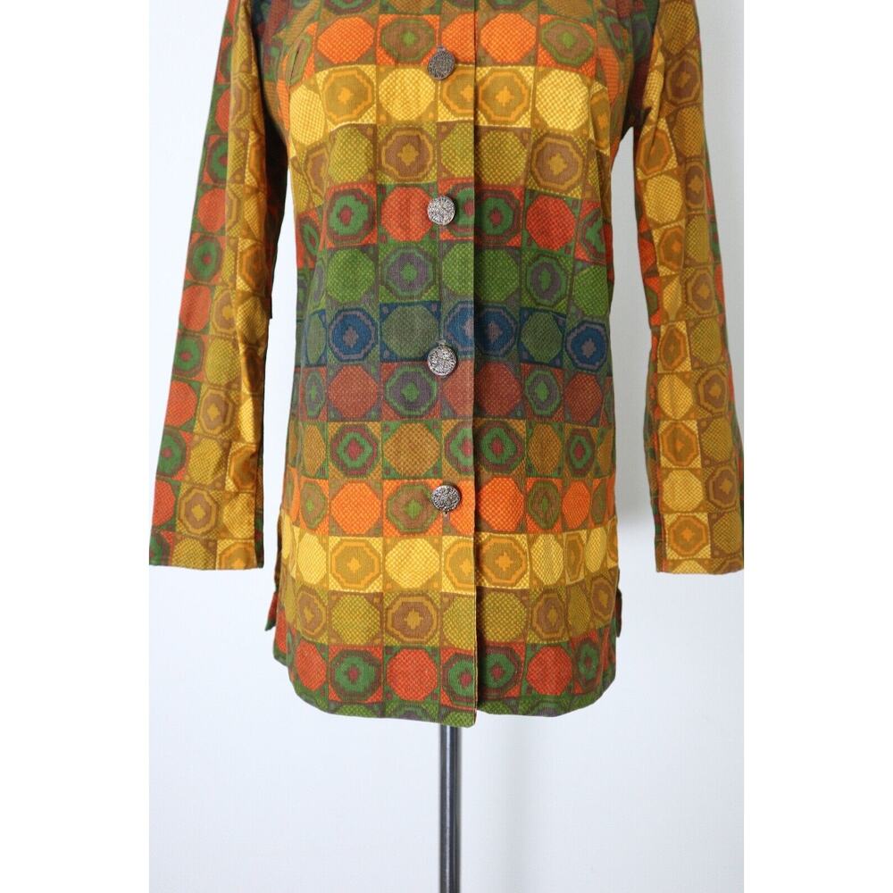 Vintage 1960's "Aladdin" Women's Nehru Collar Button Down Shirt Psychedelic - Picture 3 of 11